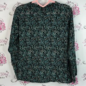 Serein long sleeve top blouse flowers Chic Black white Green Floral Blouse